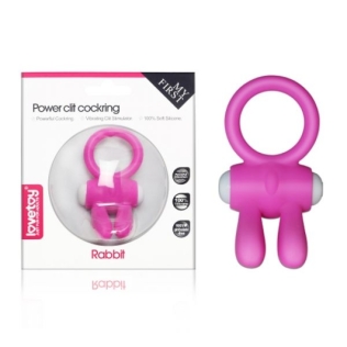 Эрекционное вибро-кольцо с клиторальным стимулятором Lovetoy Power Clit Cockring Rabbit  розовое