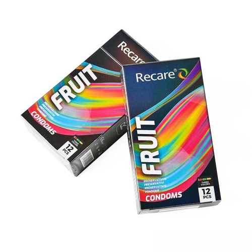 Презервативы ароматы мята банан и клубника Recare Color Fruit Flavour Condoms Holographic 12 штук - 4