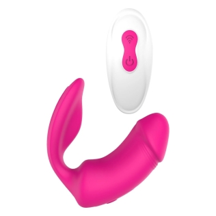 Подвійний вагінально-кліторальний вібратор з рожевим пультом Dream Toys Essentials
