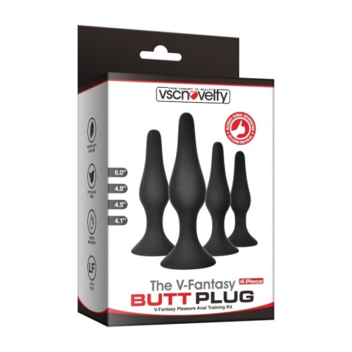 Набор анальных пробок черного цвета Vscnovelty V Fantasy pleasure anal training kit 4 предмета - 1