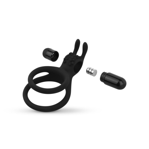 Эрекционное виброкольцо силиконовое черного цвета EasyToys - 7