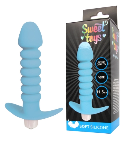 Втулка анальна з вібрацією Sweet Toys L 115 мм D 30x25 мм, колір блакитний - 1