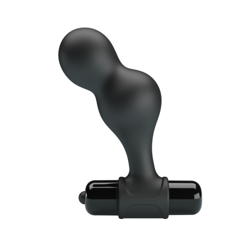 Анальный вибратор изогнутой формы силиконовая черная Mr Play Vibrating Anal Plug - 2