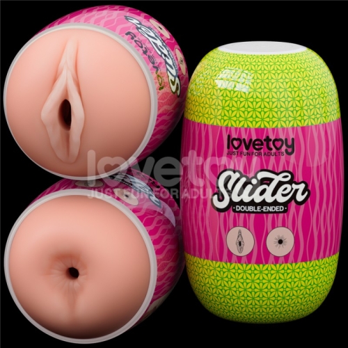 Двухсторонний мастурбатор в колбе Анус и Вагина телесного цвета Lovetoy - 3