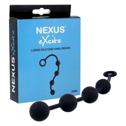 Анальні кульки силіконові чорні Nexus Excite Large Anal Beads Макс. діаметр 3 см - 3