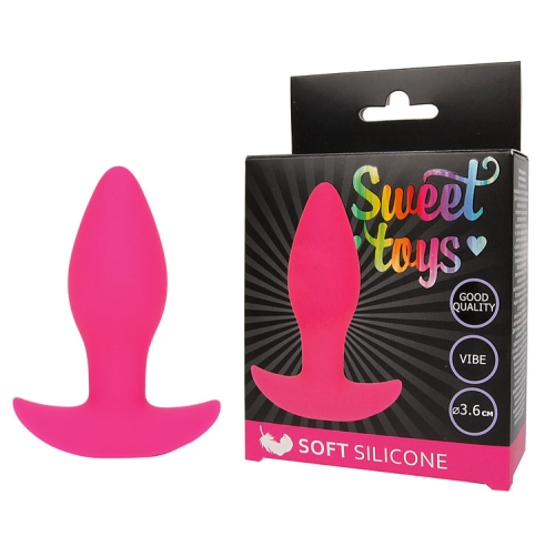 Втулка анальна з вібрацією Sweet Toys L 85 мм d 36 мм, колір яскраво-рожевий - 1
