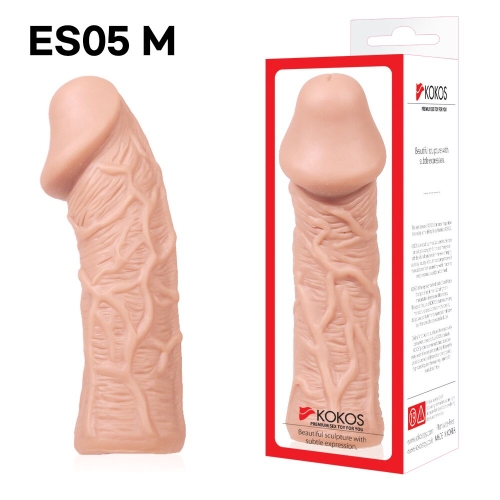 Насадка на член реалістична тілесного кольору Kokos Cock Extreme Sleeve ES.05 розмір M - 5