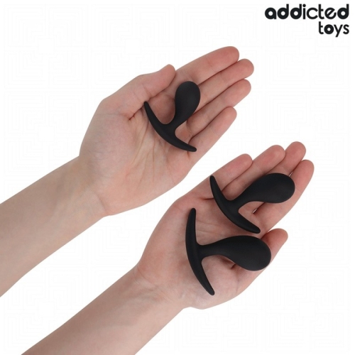 Набір анальних пробок чорних силіконових Addicted Toys Set Of 3 Anal Plug Silicone модель 3 3 штуки - 3