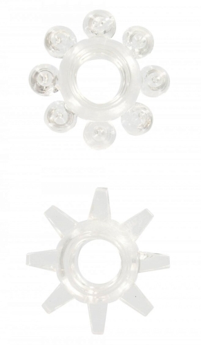 Набор из 2 шт эрекционных колец на пенис без вибрации Power stretchy Rings Clear - 2
