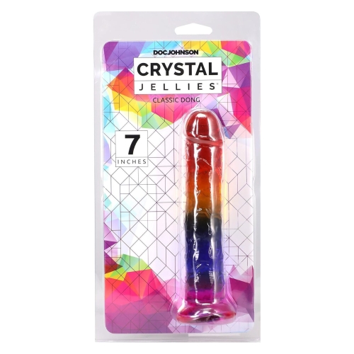 Фаллоимитатор реалистичный на присоске радужный Doc Johnson Crystal Jellies - 7 Inch - 5