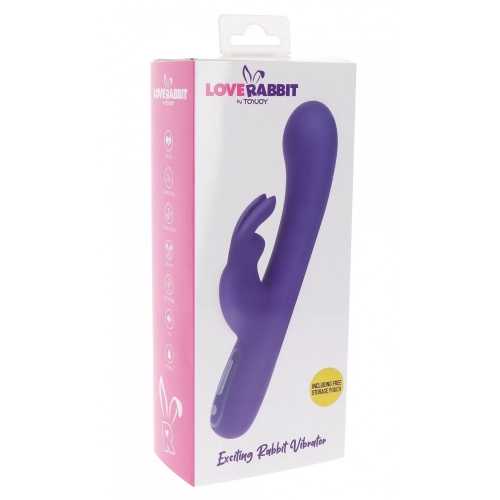 Вибратор с отростком для клитора фиолетового цвета Toy joy Exciting Rabbit Vibrator - 7