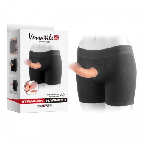 Ременной страпон с комплектом боксерских шорт телесного цвета Vscnovelty Packer-Wear Unisex Strap-On Harness - 1