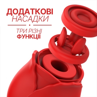 Вакуумный стимулятор для клитора с дополнительными насадками красного цвета Mia 3 в 1 Rose Luxury edition 