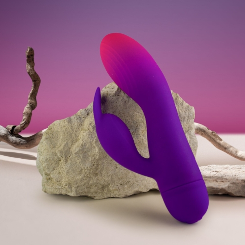 Вібратор кролик фіолетового кольору Rocks Off Glo Girl Rabbit - 8