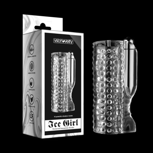 Мастурбатор для чоловіків з вібрацією 10 Speed vibration Ice Girl Textured Sensation Stroker прозорий - 2
