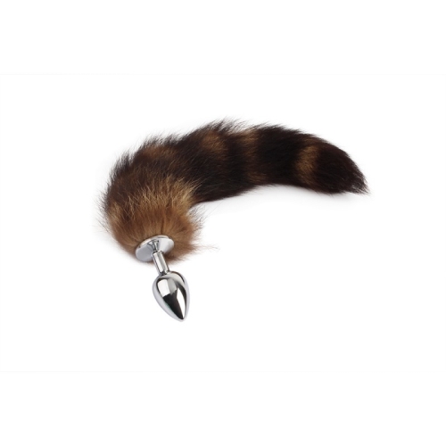 Анальний металевий затор сріблястого кольору з хвостом Chisa Frisky Fox Tail Butt Plug - 2