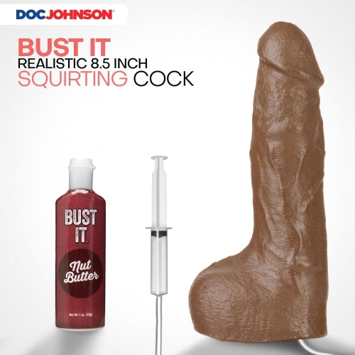 Кончающий фаллоимитатор реалистичный на присоске бежевый Doc Johnson The Realistic Cock ULTRASKYN - Squirting 9,5 - 2