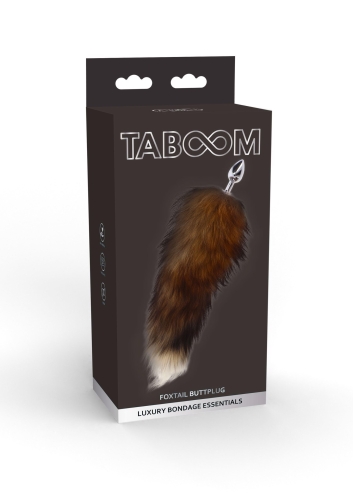 Анальний пробка металева сріблястого кольору з коричневим хвостом Taboom - 1