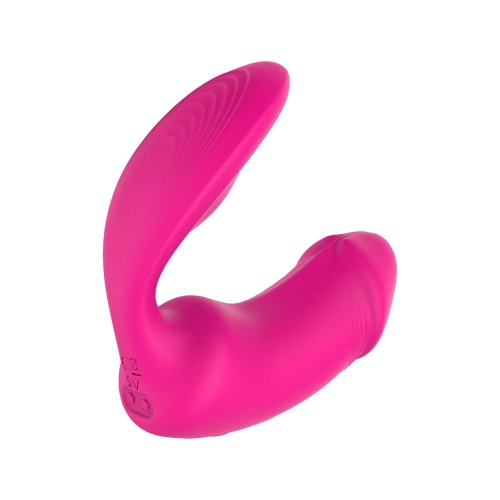Подвійний вагінально-кліторальний вібратор з рожевим пультом Dream Toys Essentials - 6