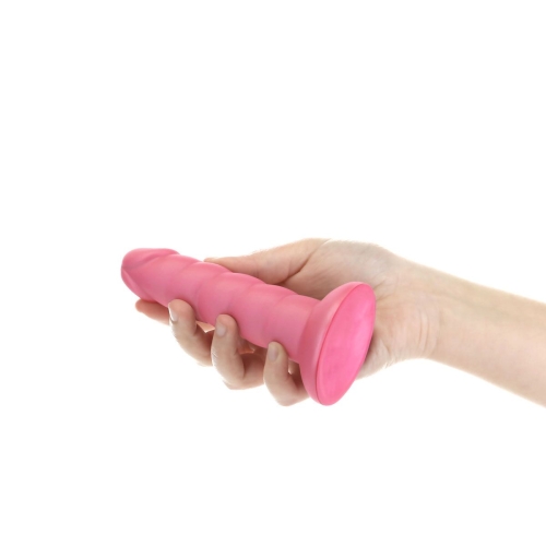 Фалоімітатор ребристий на присосці рожевий Addiction Unicorn Dildo 5.5” та віброкуля у подарунок - 3