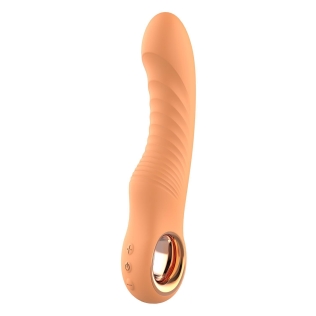 Вибратор ребристый вагинальный и для точки G оранжевого цвета Dream Toys Glam Flexible 