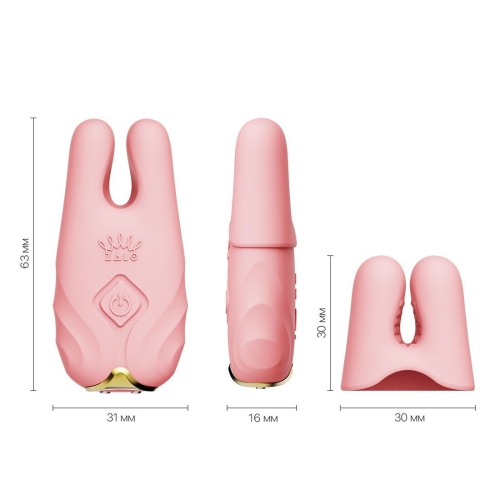 Вібратор для клітора та сосків силіконовий з пультом ДК Zalo Nave Coral Pink - 3