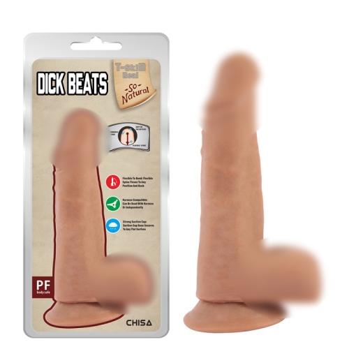 Фаллоимитатор реалистичный на присоске бежевого цвета Chisa Dick Beats - 1