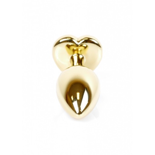 Анальний затор золотистого кольору з рожевим камінчиком у формі серця Boss series Jewellery - 5