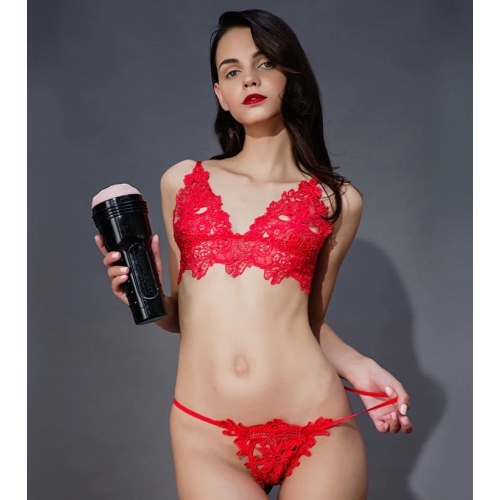 Мастурбатор в колбе вагина рельефный киберкожа бежевого цвета Fleshlight - 6