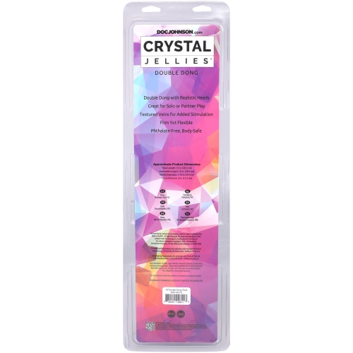 Фаллоимитатор двусторонний реалистичный бирюзовый Doc Johnson Crystal Jellies Double Dong 18 Inch - 3