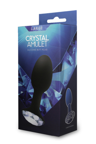 Анальная пробка черная со стразом CRYSTAL AMULET SILICONE BUTT PLUG LARGE - 3