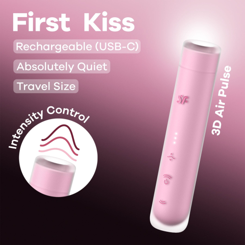 Вакуумний стимулятор для клітора рожевого кольору Satisfyer First Kiss - 6