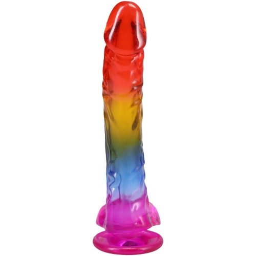 Фаллоимитатор реалистичный на присоске радужный Doc Johnson Crystal Jellies - 9.5 - 4
