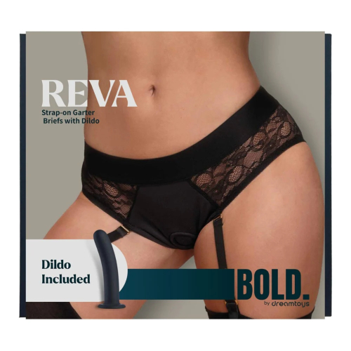 Страпон із трусиками-підв'язками чорний Dream Toys Bold Reva розмір S - 9