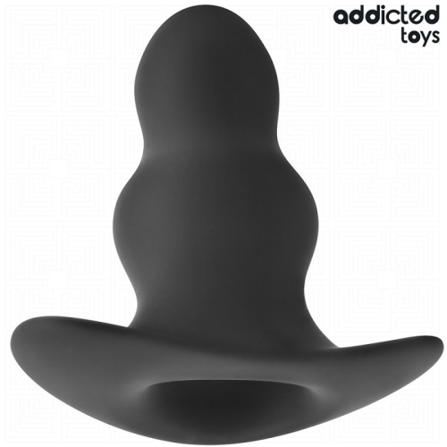 Анальная пробка с отверстием силиконовая черная Addicted Toys Hollow Anal Plug - 2