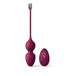 Вагинальные шарики с вибрацией и пультом ДУ сливового цвета Dorcel Love balls plum