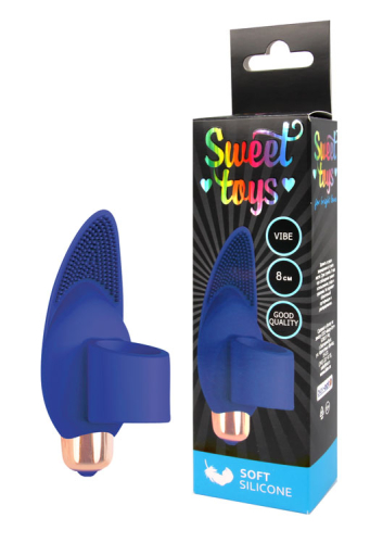 Вибратор для клитора силиконовый с шипиками на палец SWEET TOYS синий L 8 см D 3,3 см - 1