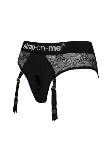 Мереживні трусики для страпона з підв'язками для панчіх Strap-On-Me DIVA HARNESS розмір M - 2