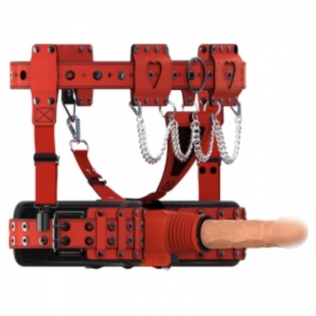 Секс машина червоного кольору зі страпоном у комплекті Bdsm4u Sex machine X4