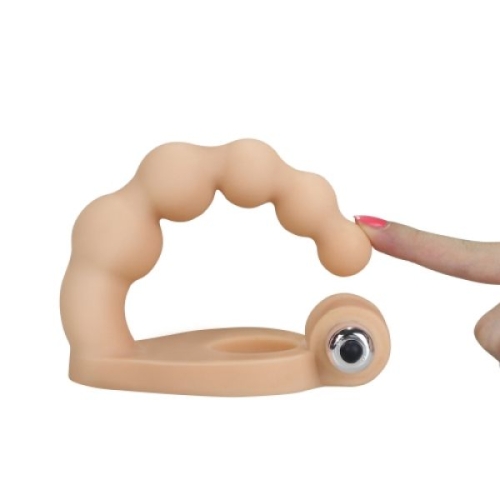 Страпон безременний із кульками тілесного кольору Lovetoy The Ultra Soft Double - 3