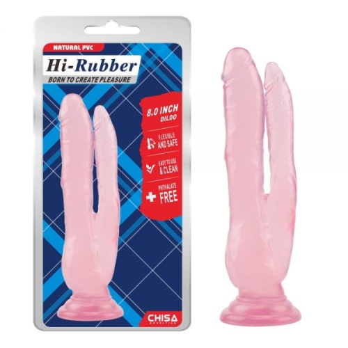 Подвійний фалоімітатор на присосці рожевого кольору Chisa Dildo - 1