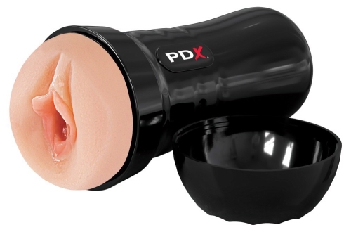 Мастурбатор в черной колбе вагина самосмазывающийся телесный Pipedream PDX Extreme Wet Pussies - 1