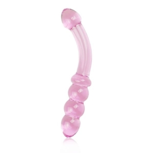 Фаллоимитатор стеклянный розовый с шариками Lovetoy