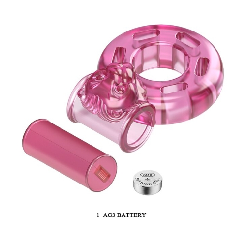 Ерекційне кільце з вібрацією і стимуляцією клітора LYBAILE Vibrator &amp;amp; condom рожевий - 7