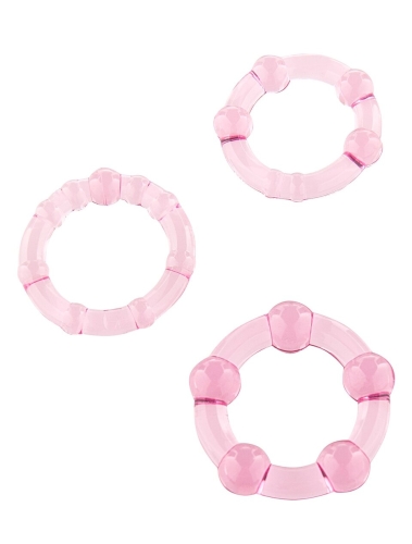 Набор из 3 шт эрекционных колец без вибрации розовые STAY HARD - Three Rings Pink - 2