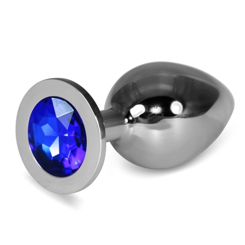 Анальна пробка сріблястого кольору із кристалом синього кольору Lovetoy Rosebud Plug - 1
