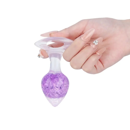 Анальная пробка силиконовая фиолетовая Liebe Seele Heart-shaped Crystal Anal Plug размер Medium - 3