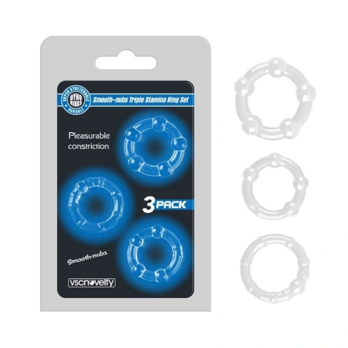 Набор эрекционных колец Smooth-nubs Triple Stamina Ring Set прозрачного цвета - 1