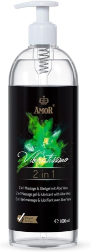 Масажна олія та лубрикант 2 в 1 з алое віра Vibratissimo 1000 мл - 1