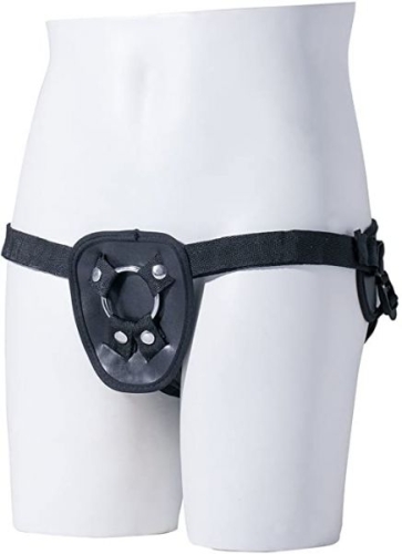 Трусики з кільцями для страпона чорні STRAP ON HARNESS - 1